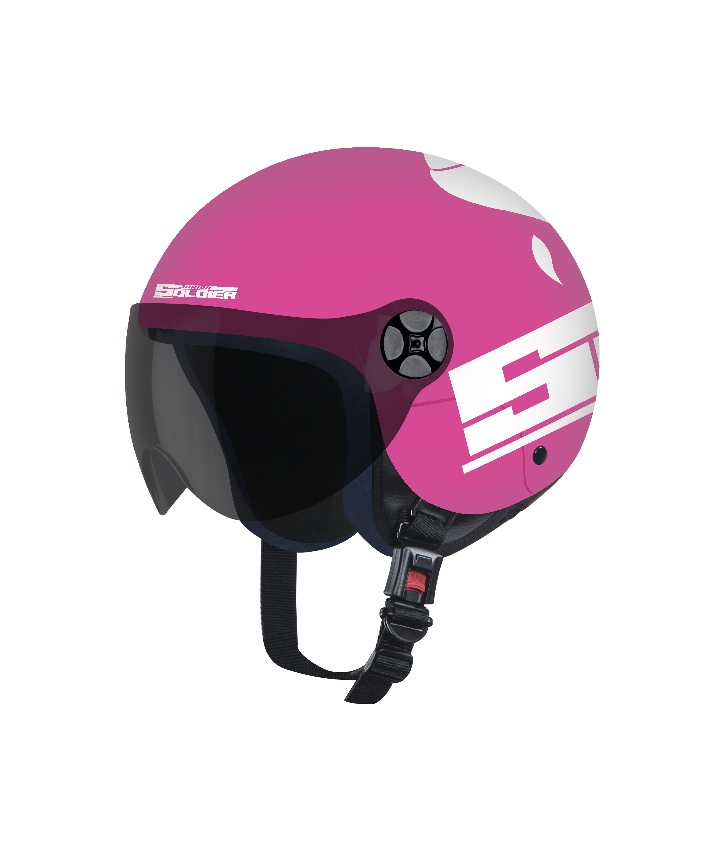 SBH-16 JUNIOR SOLDIER Dashing Pink With White For Kids  (With Extra Free Clear Visor)